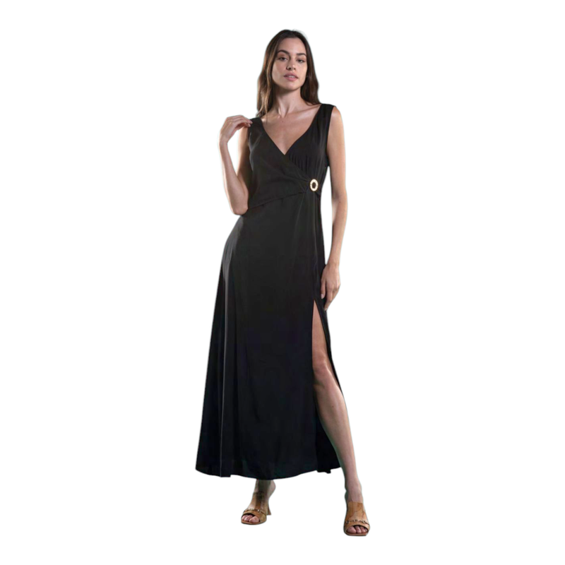 Alviero Martini 1A Classe Abito lungo con Gioello Nero