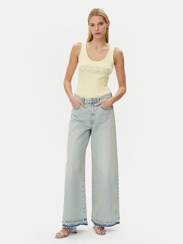 Guess Canotta stretch con logo Gialla