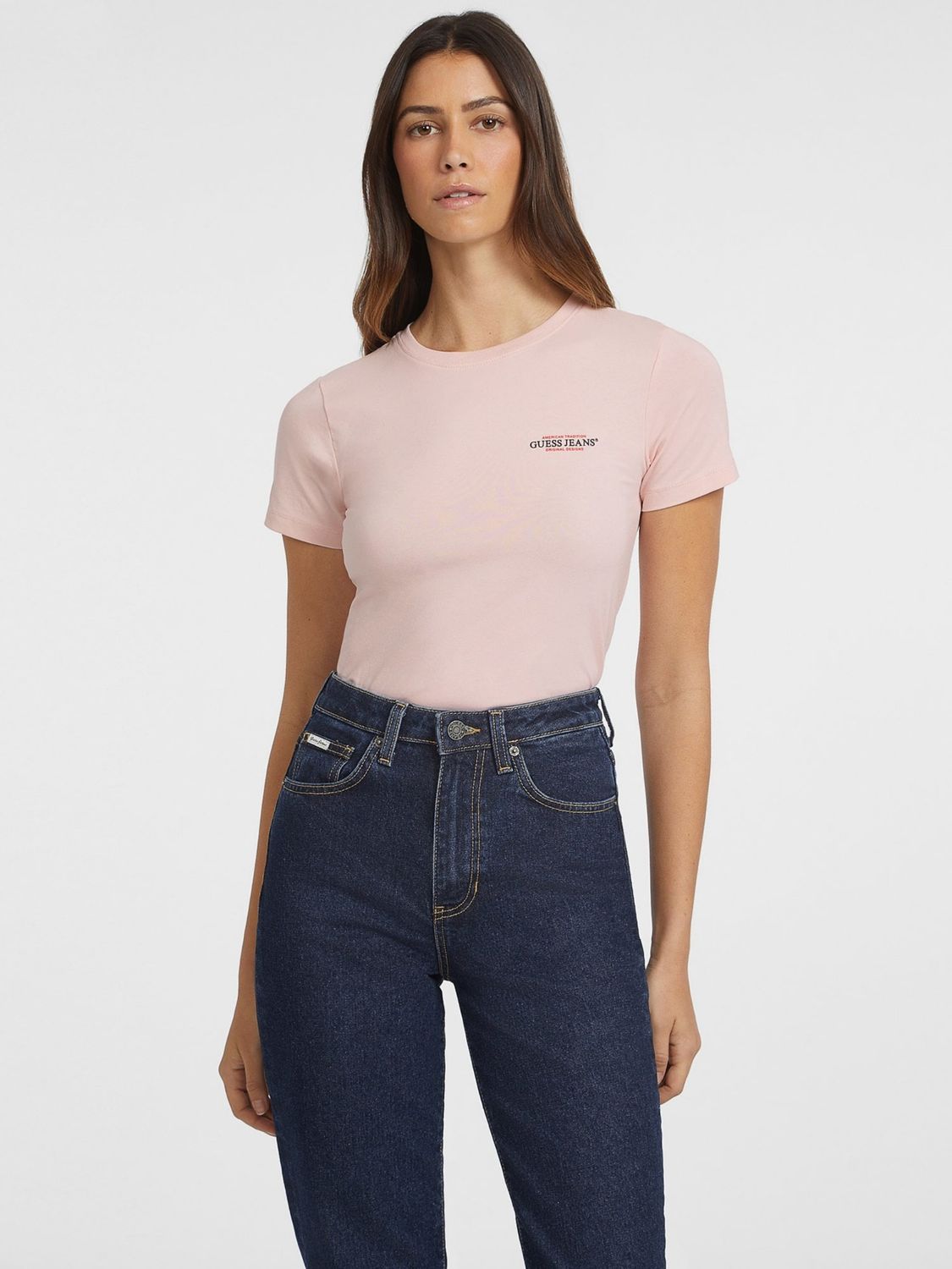 Guess T-shirt vestibilità slim American Tradition mini Rosa