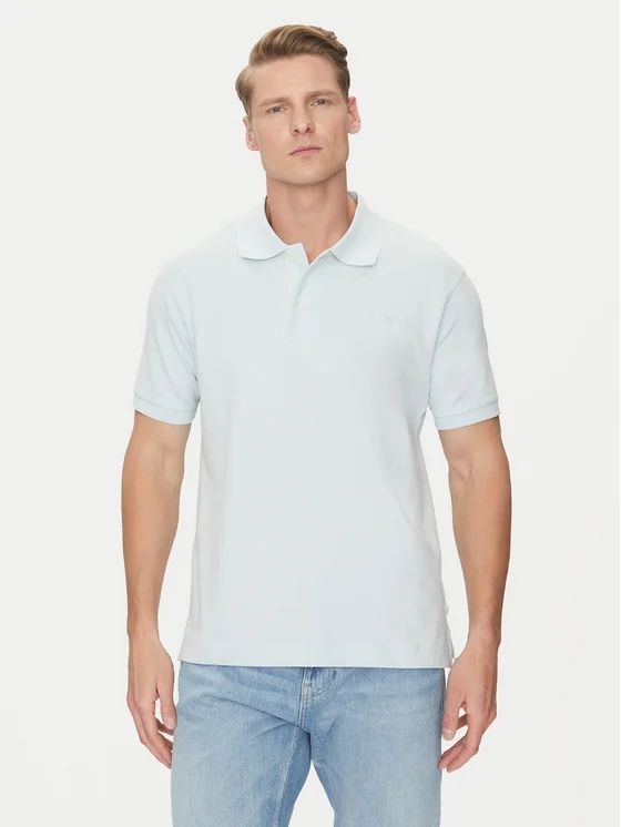 Guess Polo Uomo con logo ricamato Celeste