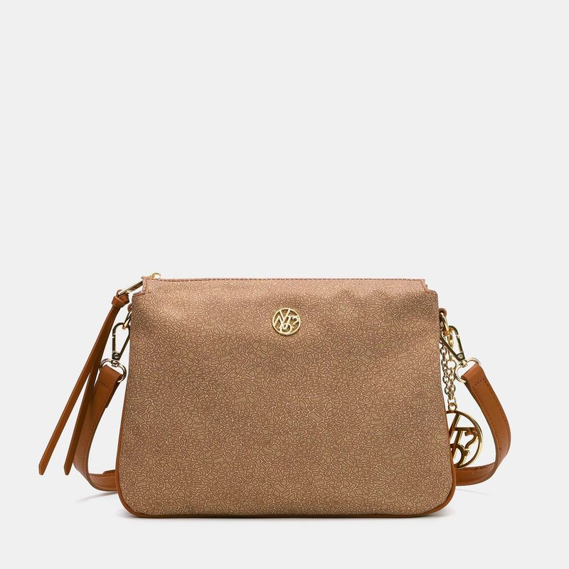 Y Not? Borsa Tracolla Donna Cloud a 3 scomparti In Tessuto Logato Nut