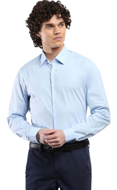 Calvin klein Camicia Uomo formale in popeline slim Celeste