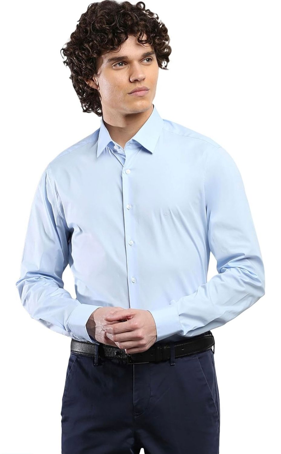 Calvin klein Camicia Uomo formale in popeline slim Celeste