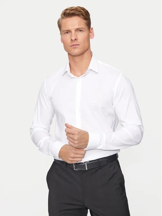 Calvin klein Camicia Uomo formale in popeline slim Bianca
