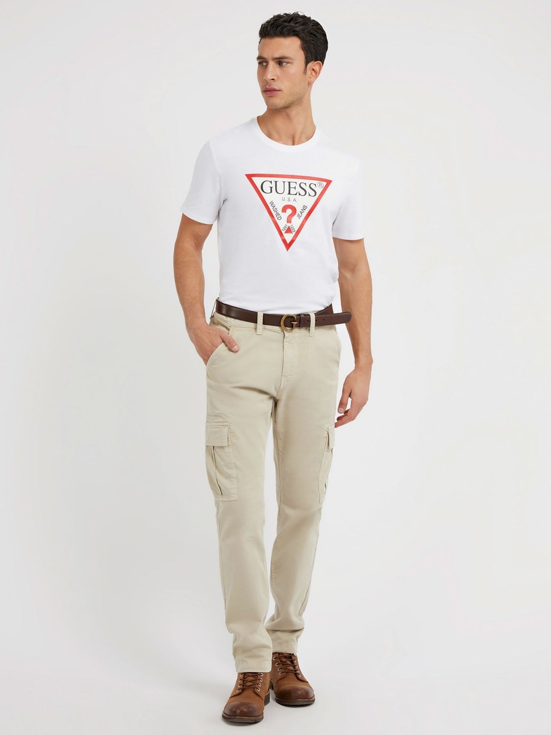 Guess T-shirt logo triangolo Bianca