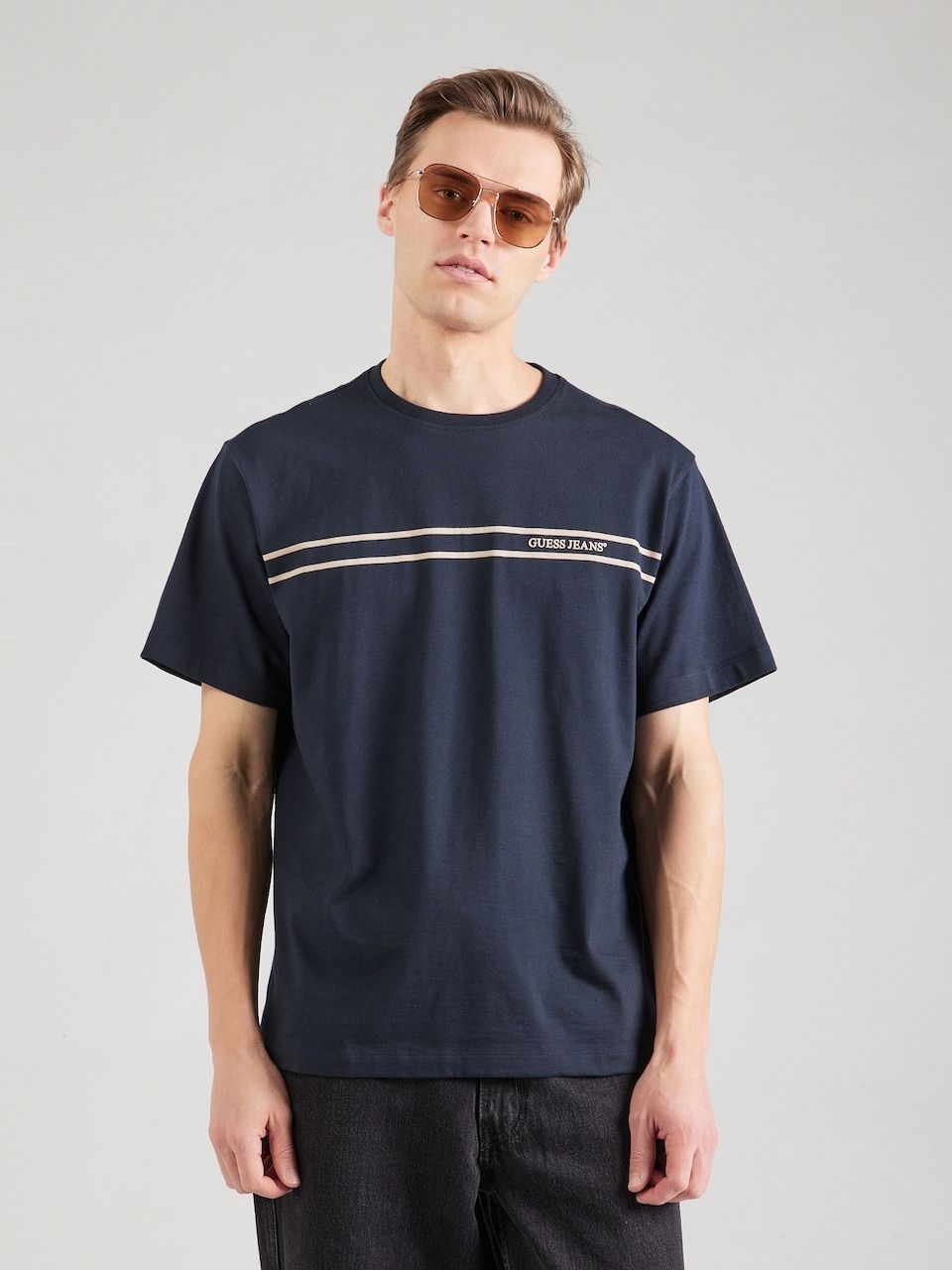 Guess T-shirt girocollo con righe Blu