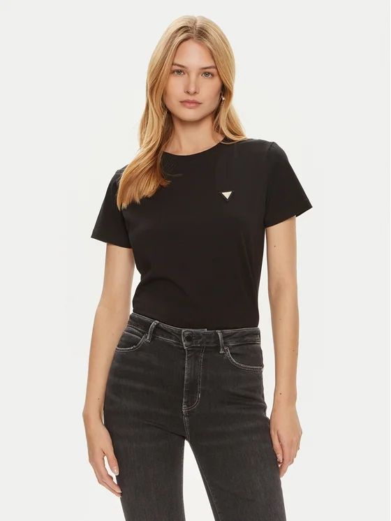 Guess T-shirt classica con logo triangolo mini Nera