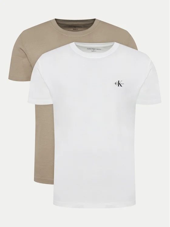 Calvin Klein T-shirt Basic in cotone (confezione da 2) Bianco/Beige