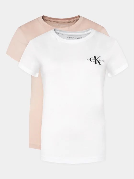 Calvin klein T-shirt slim in confezione da 2 Pezzi Rosa/Bianca