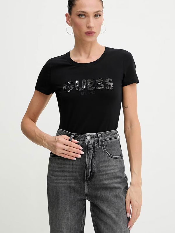 Guess T-shirt vestibilità slim con logo Nera