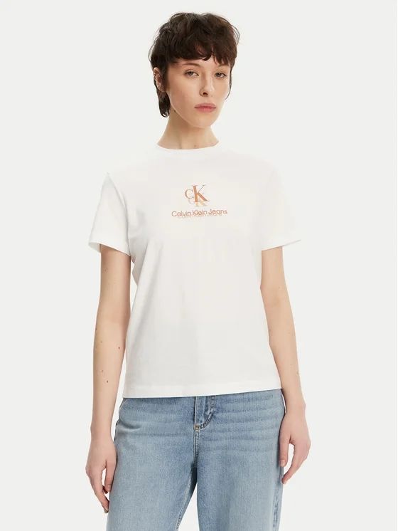 Calvin klein T-shirt monogramma con logo Bianca