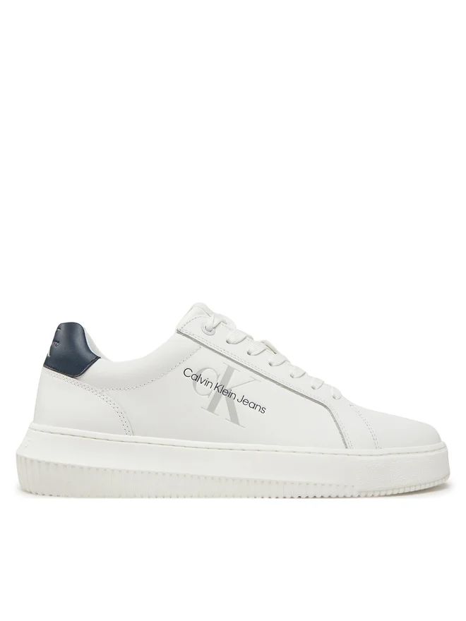 Calvin klein Jeans Sneakers in Pelle Uomo Bianca/Blu Scuro