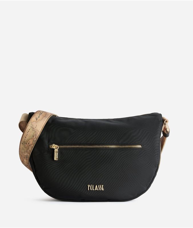 Alviero Martini 1A Classe Stormy Nylon tracolla a mezzaluna grande Nera