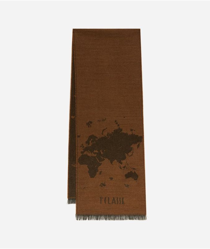 Alviero Martini 1A Classe Sciarpa Unisex Geo Pieno in misto lana e viscosa 30x180 Castagna