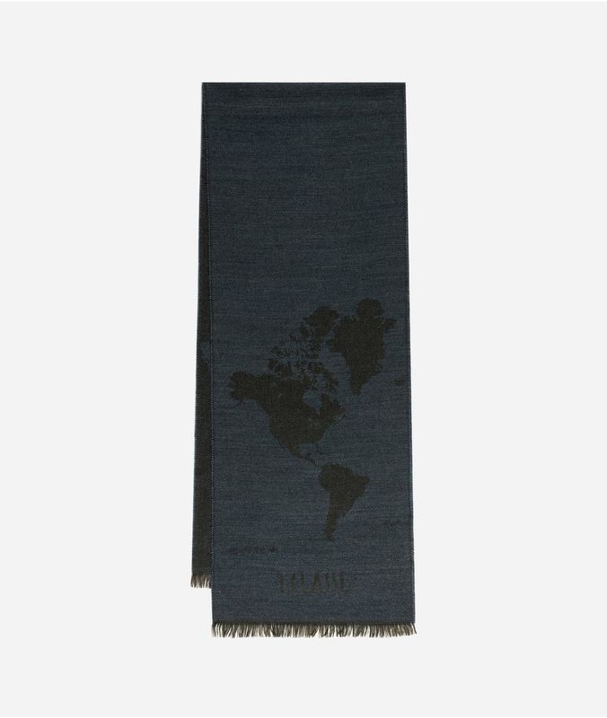 Alviero Martini 1A Classe Sciarpa Geo Pieno in misto lana e viscosa 30x180 Blu Lapis
