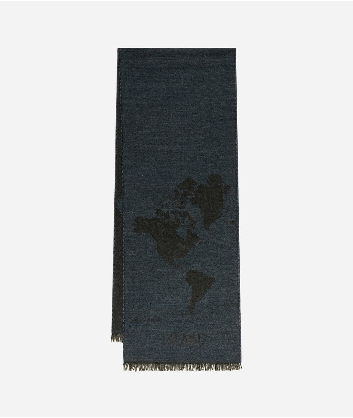 Alviero Martini 1A Classe Sciarpa Geo Pieno in misto lana e viscosa 30x180 Blu Lapis