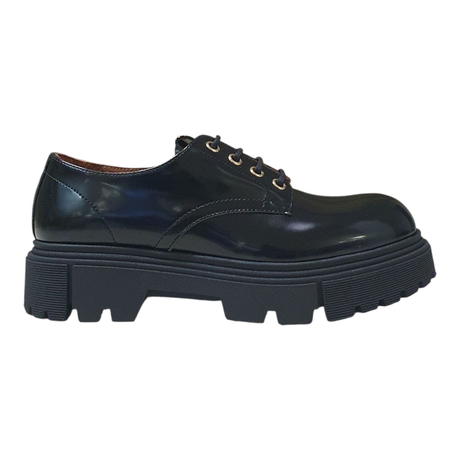 Alviero Martini 1A Classe Francesina Stringata in Pelle Nero lucido