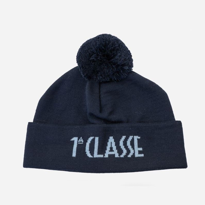 Alviero Martini 1A Classe Cappellino con pom-pon in misto lana Blu Profondo