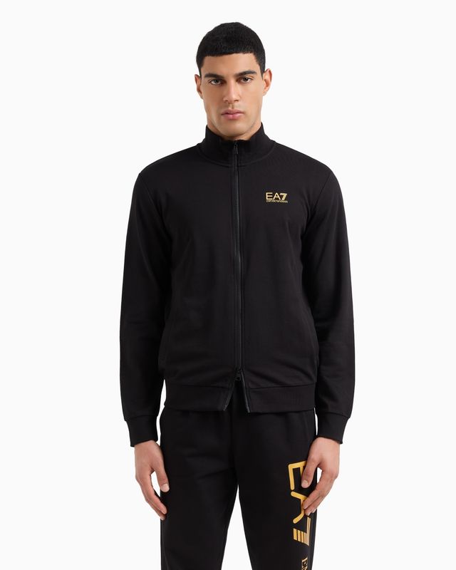 Emporio Armani EA7 Felpa con zip Core Identity in cotone Nero