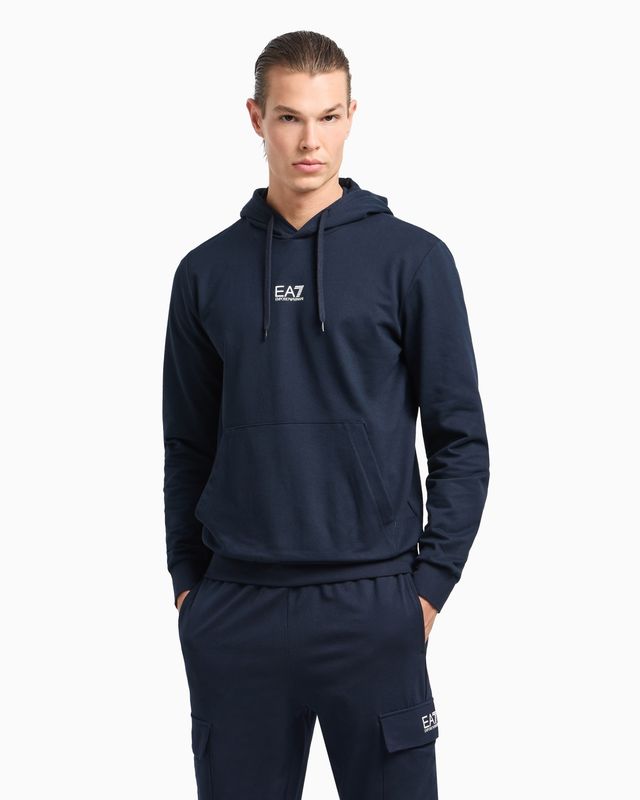 Emporio Armani EA7 Felpa con cappuccio Core Identity in cotone Blu