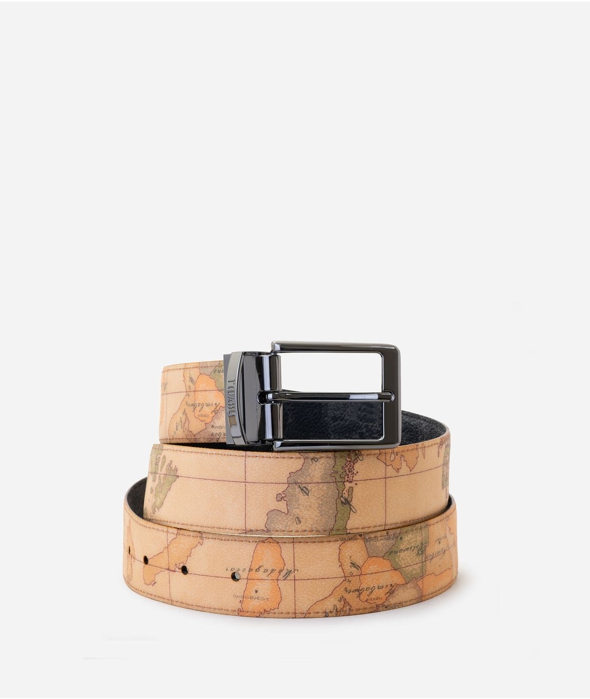 Alviero Martini 1A Classe Cintura da uomo reversibile Geo Classic e Geo Black