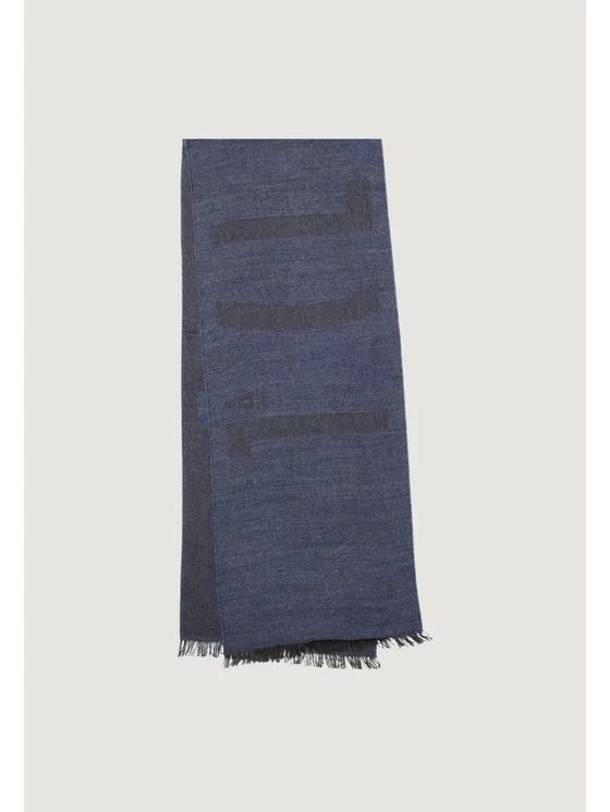 Alviero Martini 1A Classe Sciarpa Unisex Logo Grande in misto lana e viscosa 30x180 Blu