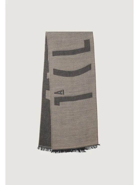 Alviero Martini 1A Classe Sciarpa Unisex Logo Grande in misto lana e viscosa 30x180 Beige