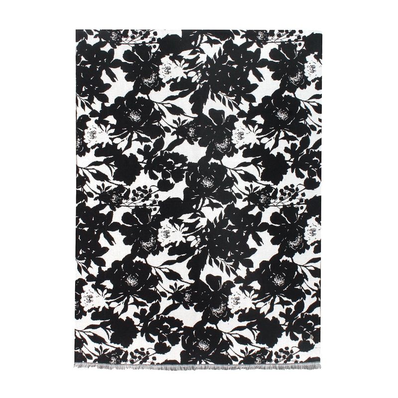 Ynot? Maxi Sciarpa 190x70 Jacquard Flowers Bianco/Nero