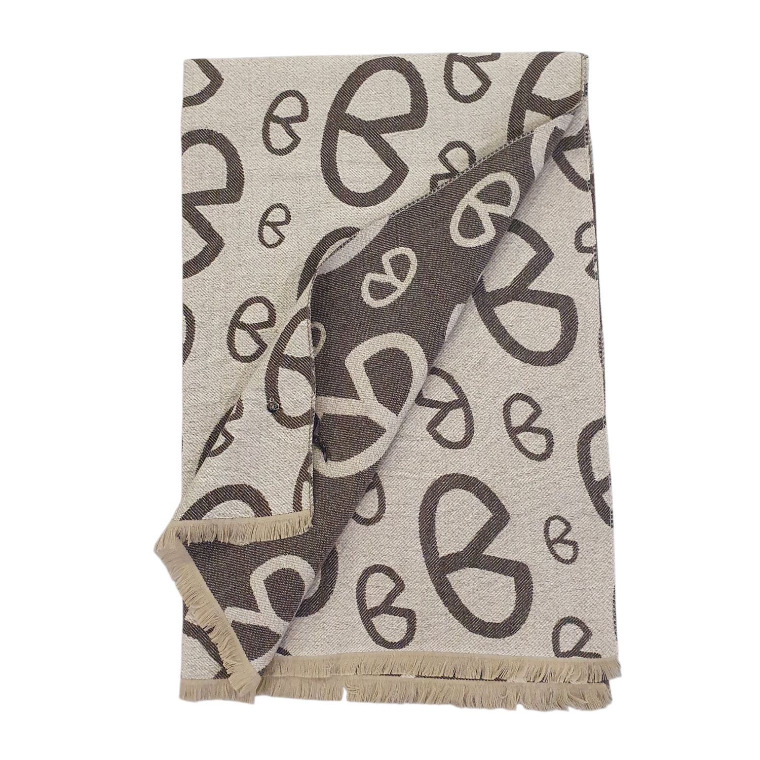 Ynot? Maxi Sciarpa 190x70 Jacquard  Biscotto/Marrone