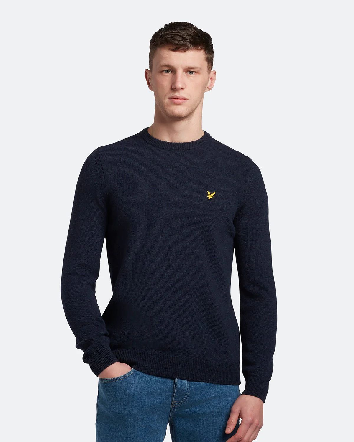 Lyle &amp; Scott Maglione girocollo in cotone merino Blu Scuro