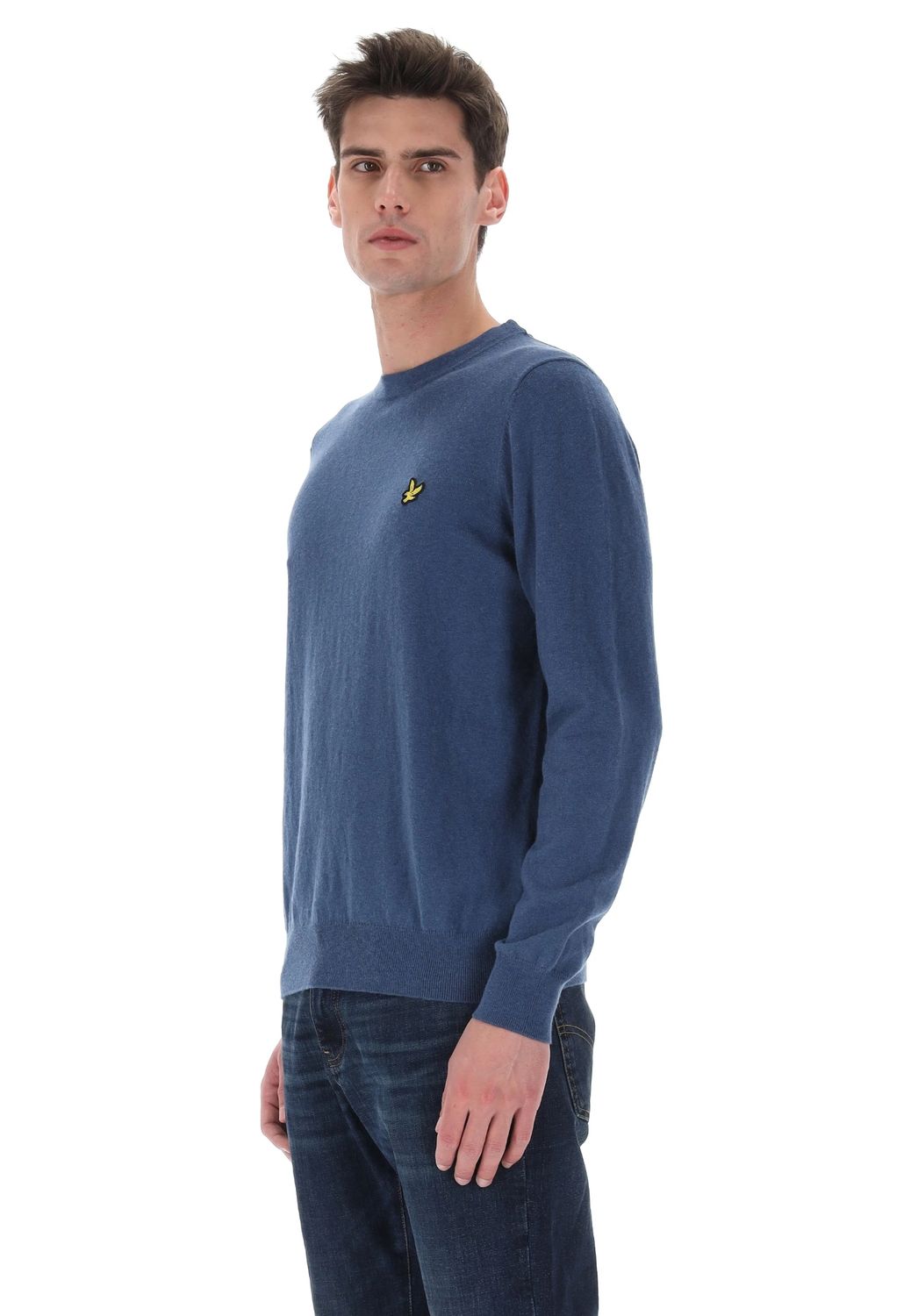 Lyle &amp; Scott Maglione girocollo in cotone merino Deep Water