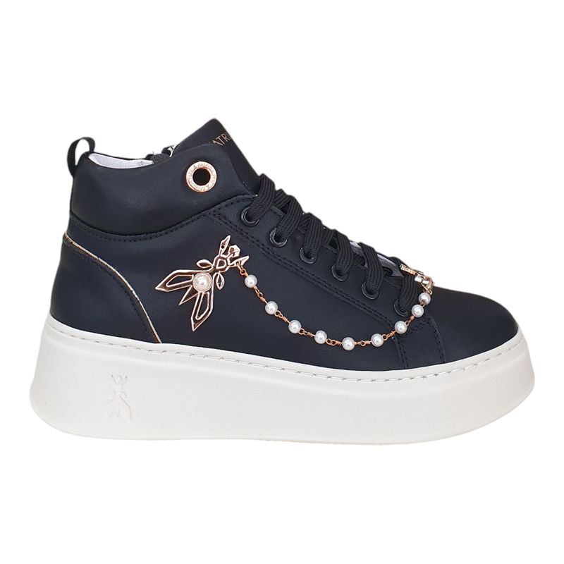 Patrizia Pepe Sneakers in Pelle Alta Fondo a Cassetta Nera