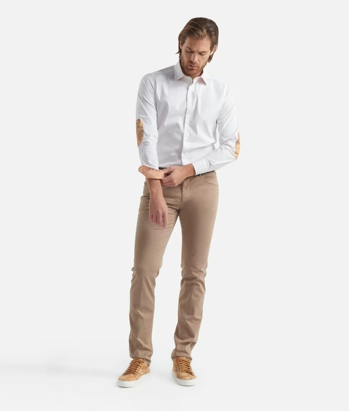 Alviero Martini 1A Classe Camicia uomo Slim con toppe stampa Geo/Bianca