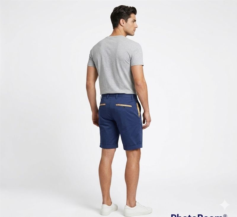 Alviero Martini 1A Classe Bermuda da Uomo in cotone Blu Navy