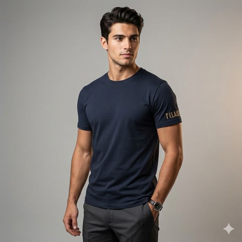 Alviero Martini 1A Classe T-shirt Uomo Basic in jersey di cotone Blue Navy