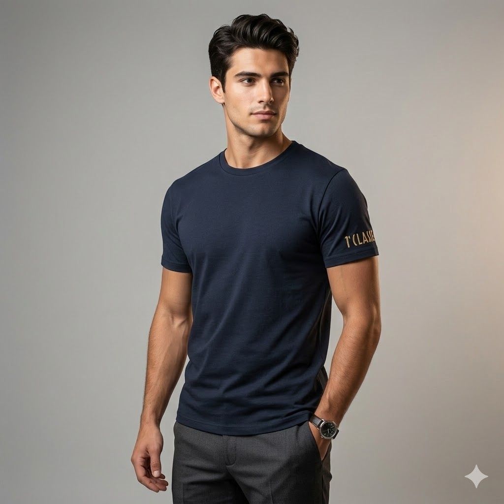 Alviero Martini 1A Classe T-shirt Uomo Basic in jersey di cotone Blue Navy
