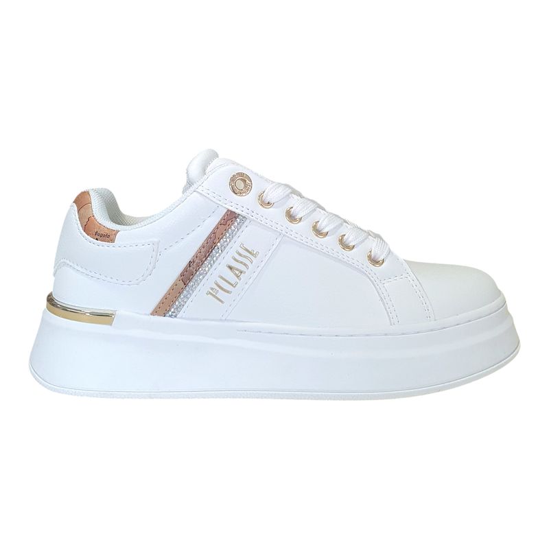 Alviero Martini 1A Classe Sneakers Donna Fondo a Cassetta con Strass  White/Geo Classic