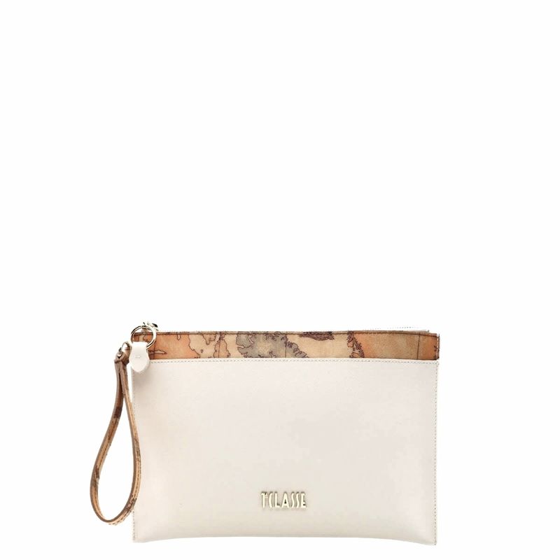 Alviero Martini 1A Classe Clutch piatta con polsino Saffiano Avorio