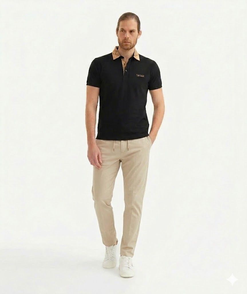 Alviero Martini 1A Classe Polo Uomo a manica corta logo 1AClasse Nera/Geo Beige