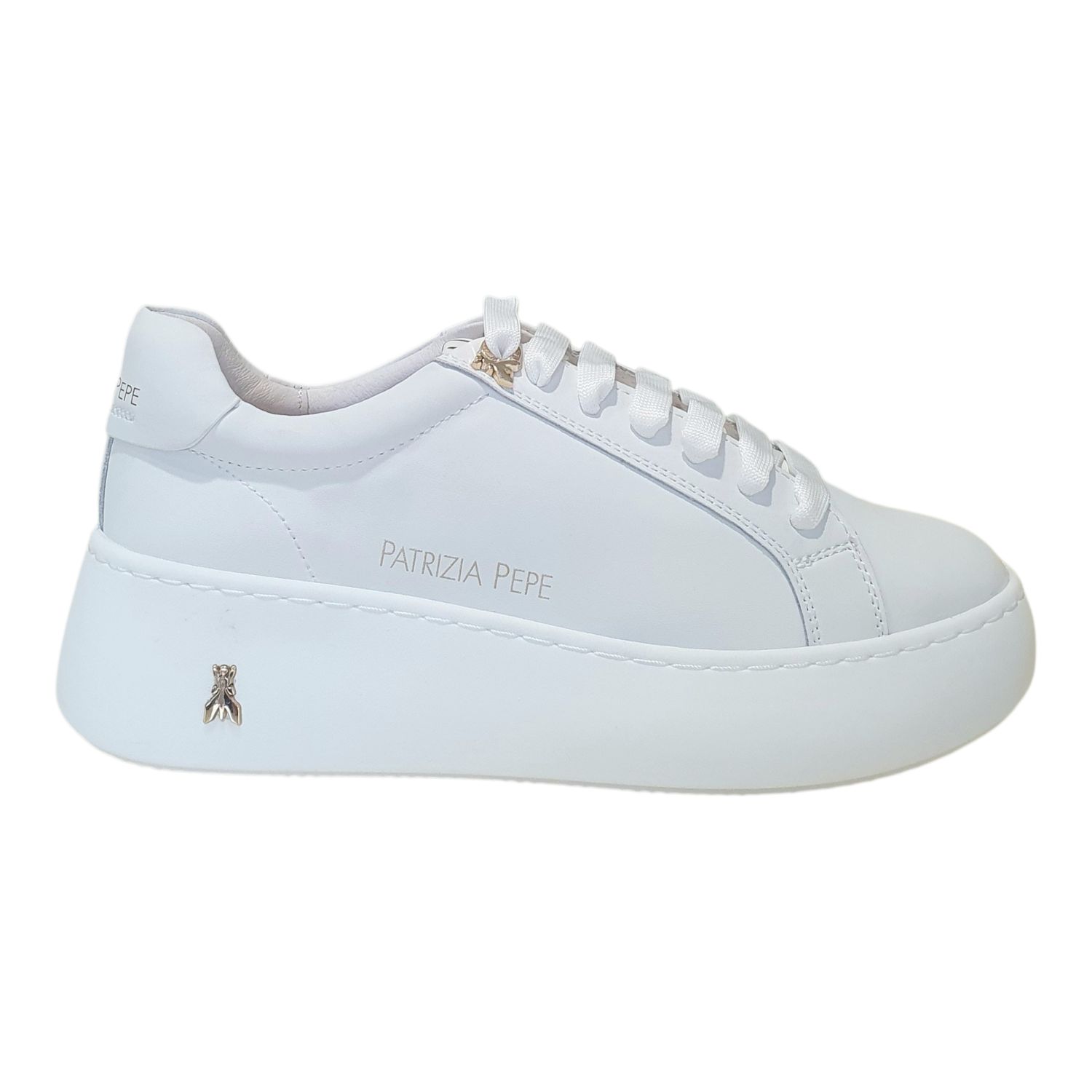 Patrizia Pepe Sneakers in Pelle Fondo a Cassetta Bianca