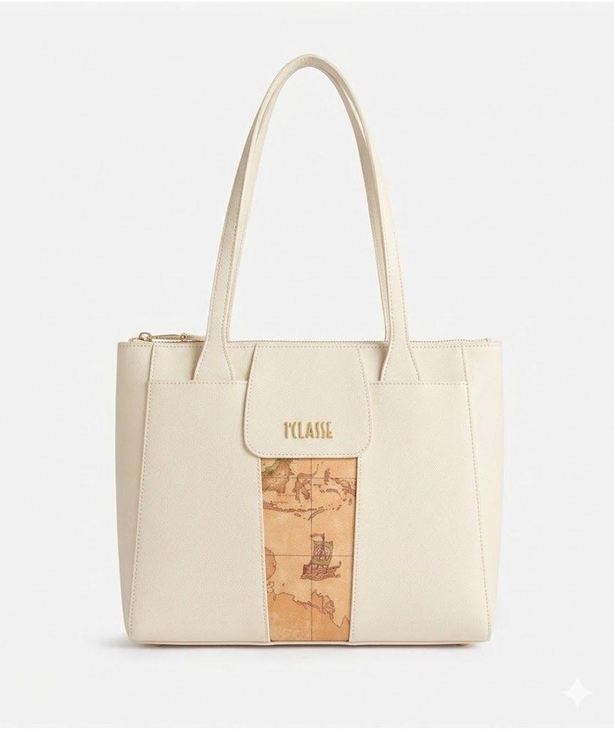 Alviero Martini 1A Classe Bloom City borsa shopping media Avorio