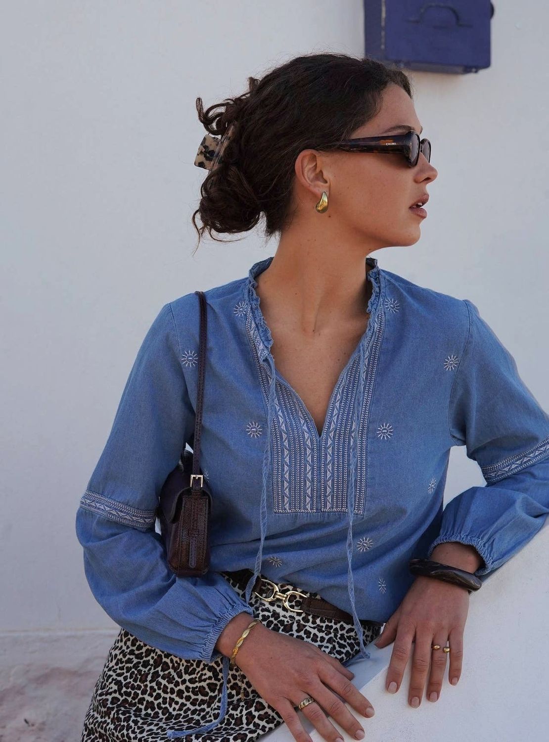 In April 1986 Blusa in denim Celeste