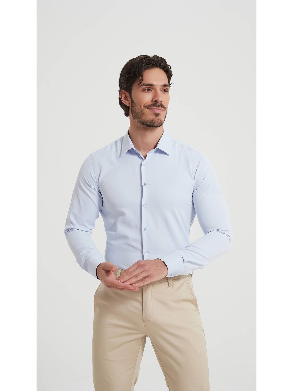 Yves Enzo Camicia slim fit blu cielo