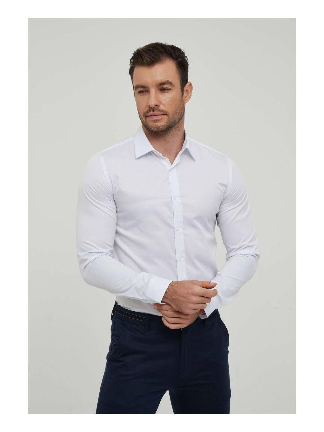 Yves Enzo Camicia slim fit Bianca 