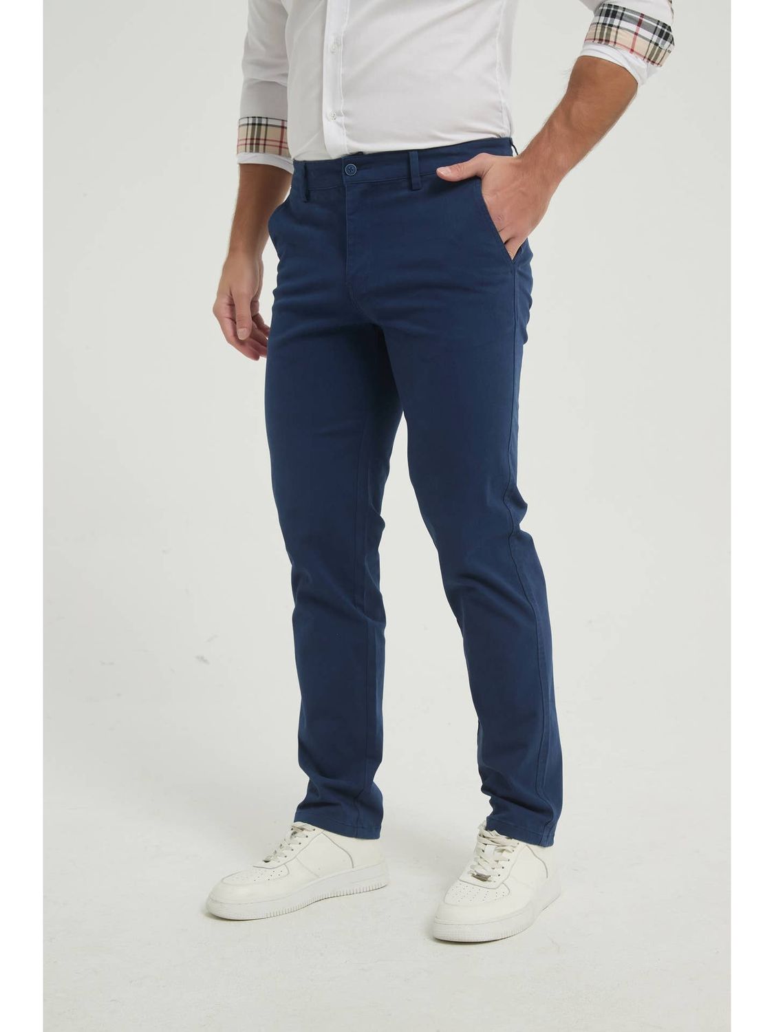 Yves Enzo Pantaloni chino elasticizzati Blu