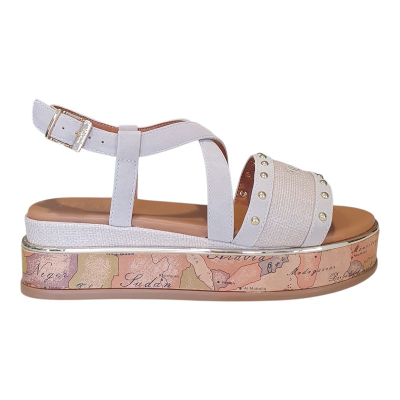 Alviero Martini 1A Classe Sandalo Zeppa con Borchie Sand