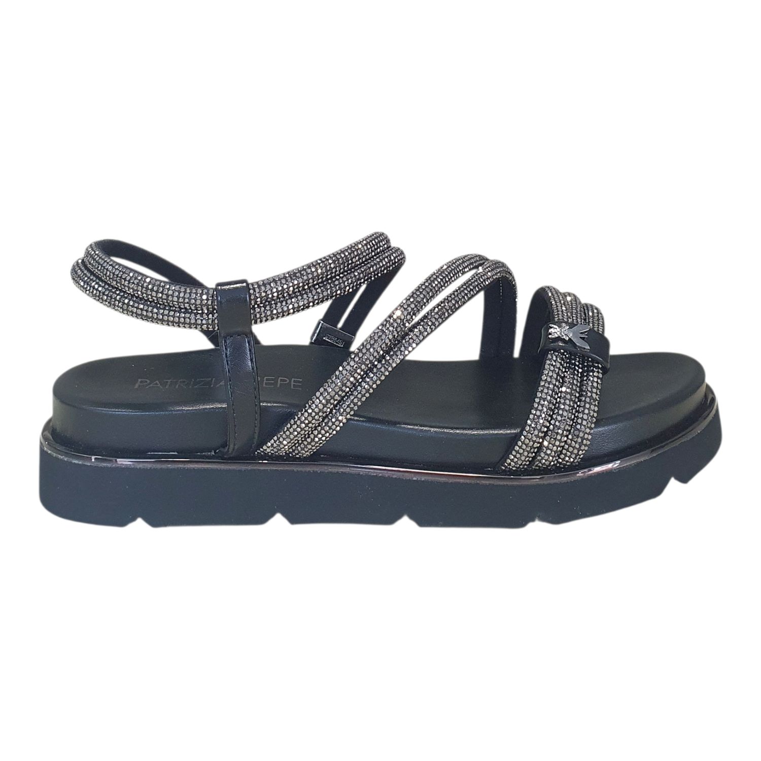 Patrizia Pepe Sandali Zeppa con Strass Nero