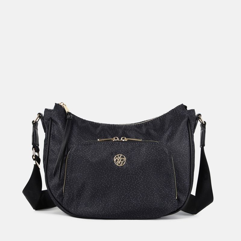 Ynot? Borsa Hobo Donna Cloud In Tessuto Logato Nera