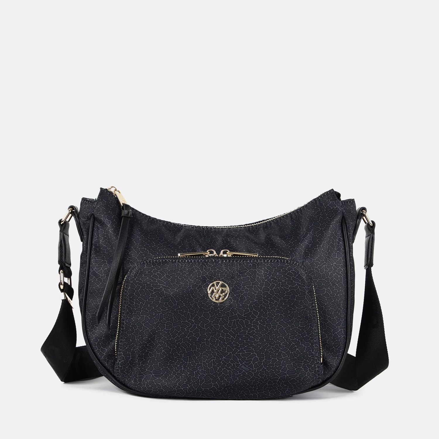 Ynot? Borsa Hobo Donna Cloud In Tessuto Logato Nera