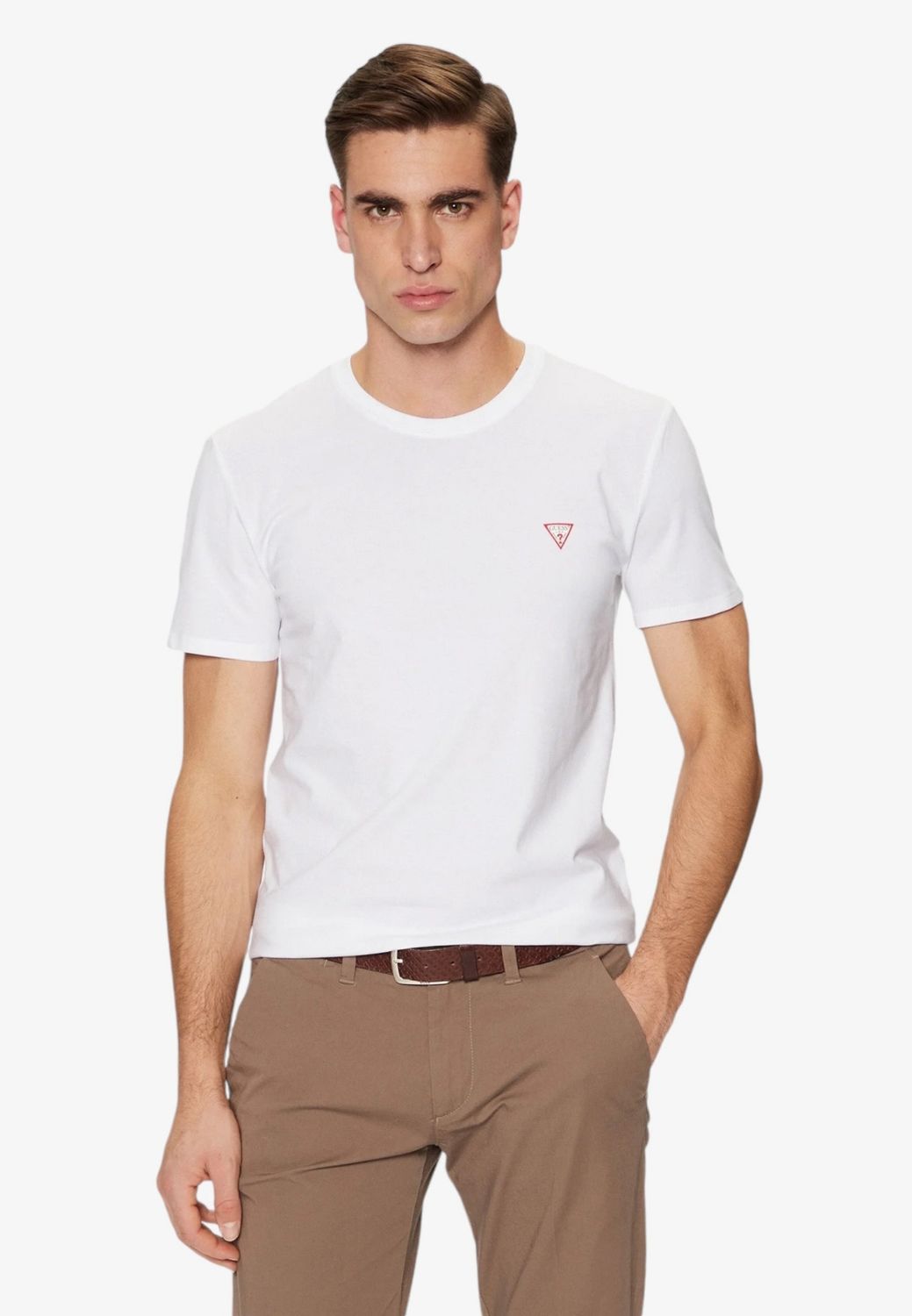 Guess T-shirt Slim Fit Logo triangolo Bianca